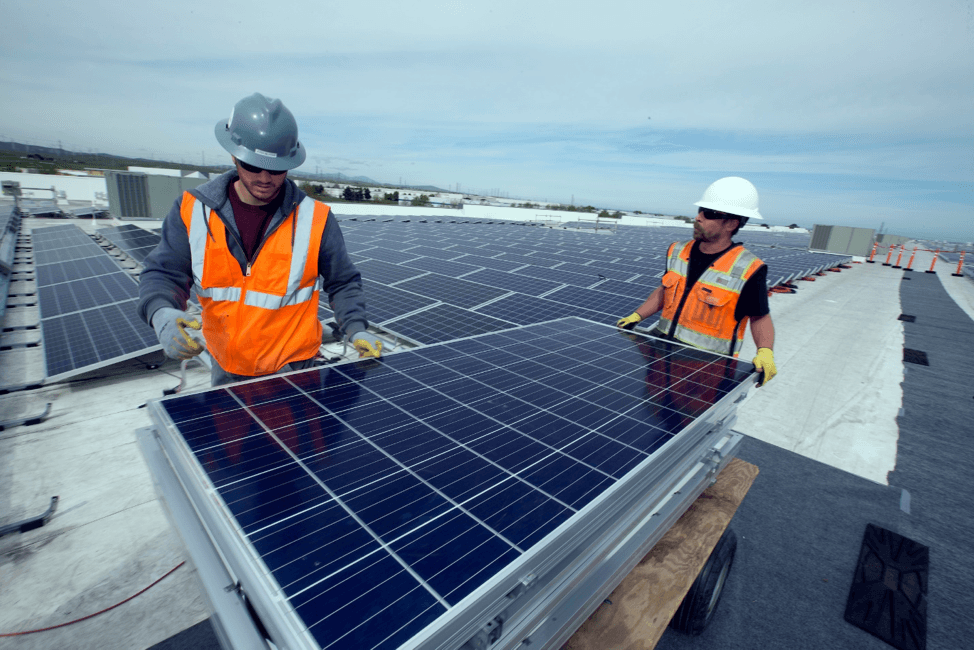 Solar panel installation at Amazon