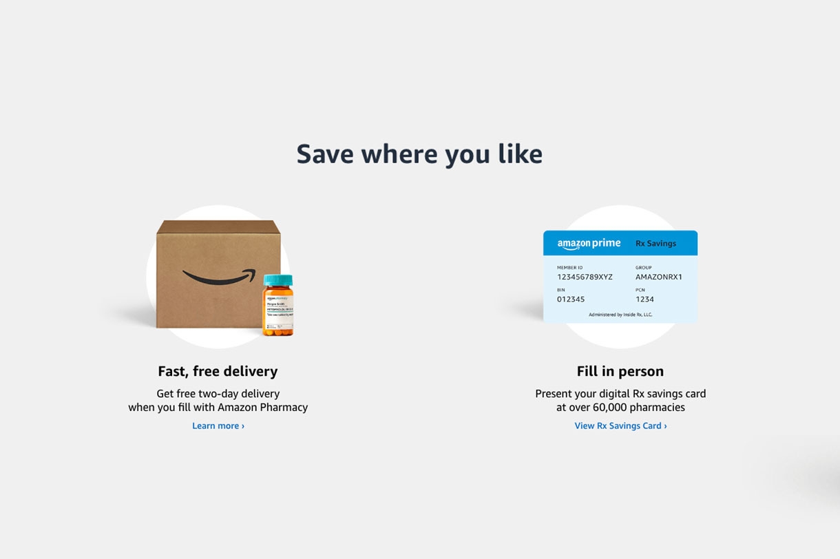 Amazon Pharmacy how-to graphics