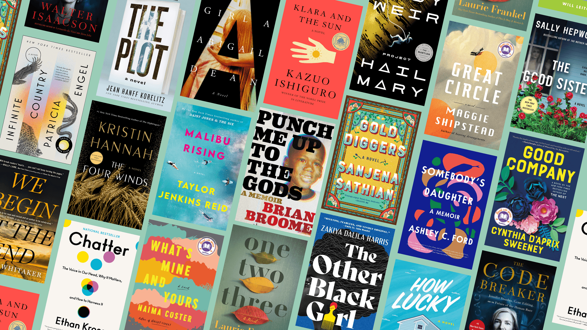 An image of book covers that show some of the best books of the year so far (full list below).