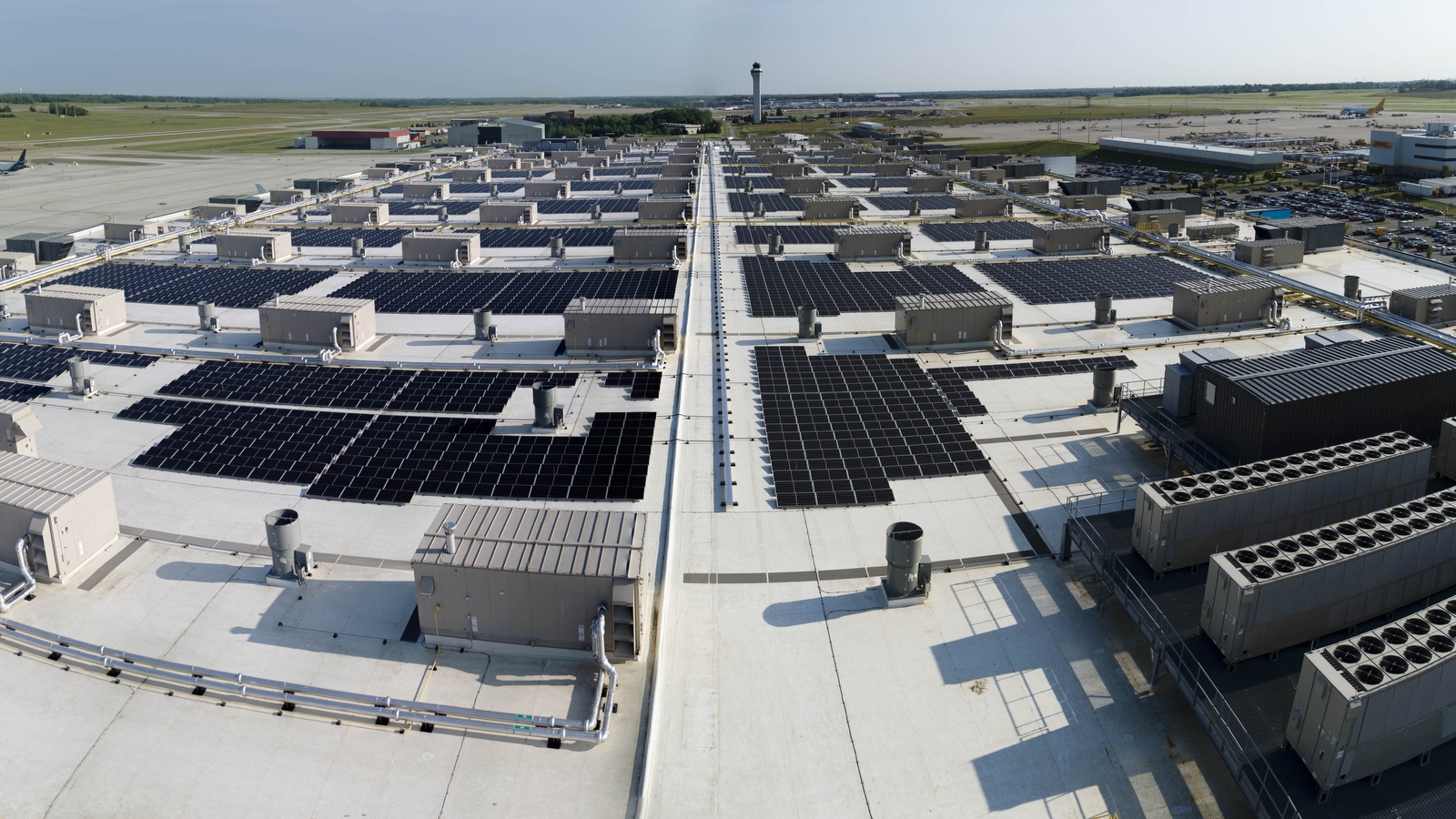 Drone image of solar farm.