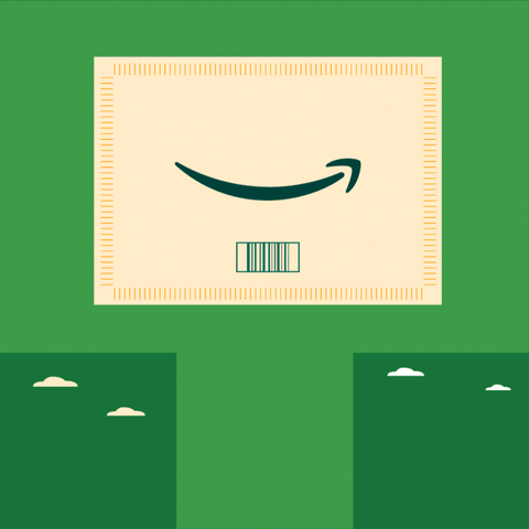 A gif of the lifecycle of an Amazon sustainable package.