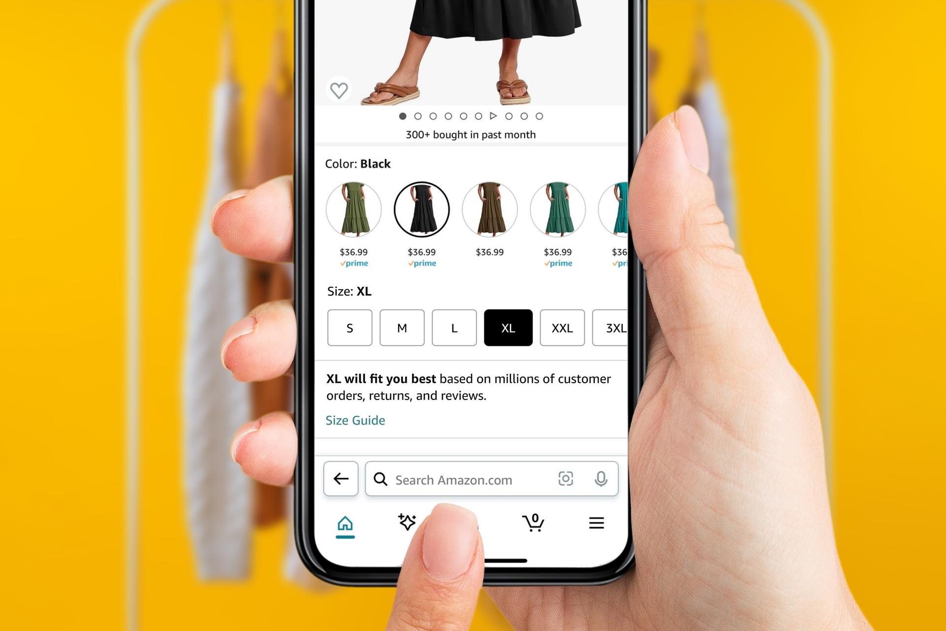 Customers using AI to find the best fit when shopping for Amazon Fashion.